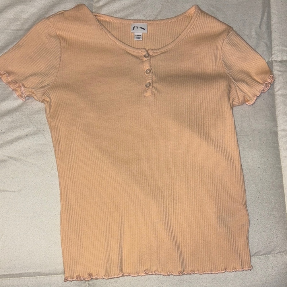 Girls Peach Ribbed Women's Top size  L 10/12